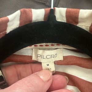 Pilcro Rust and Cream Striped Button-Up